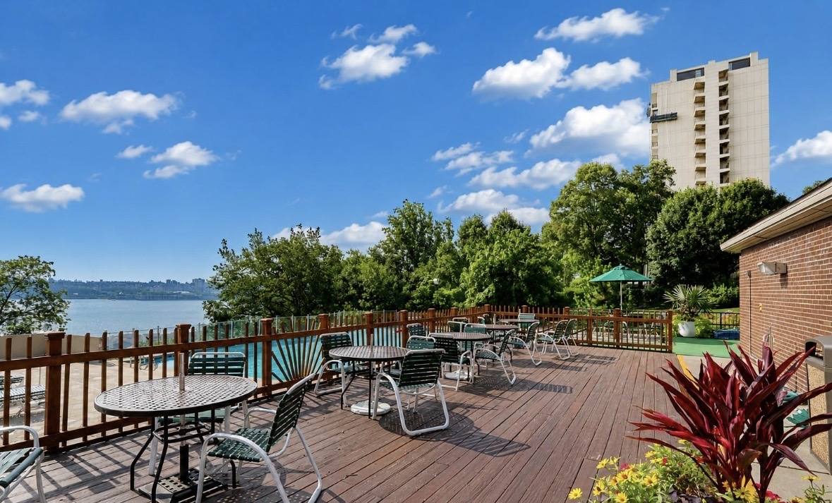 Sun deck with river views